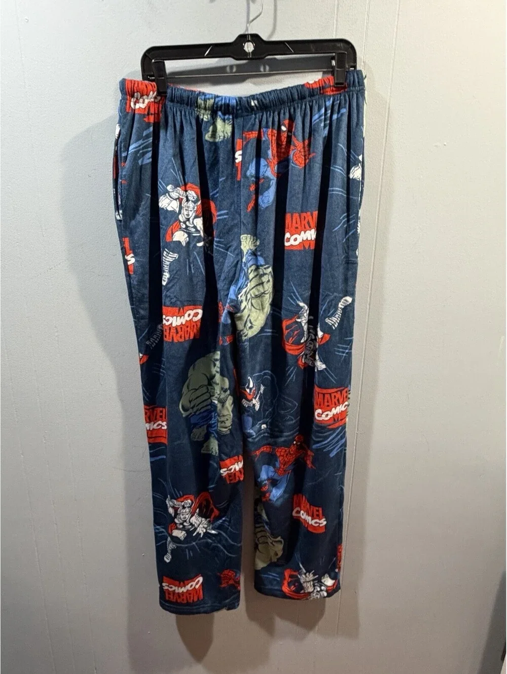 Mens Marvel Comics Pajama Pants Super Hero Print Blue